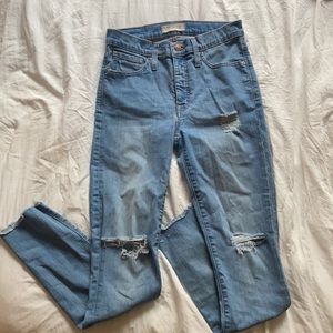 Madewell stretchy 9” high rise ripped skinny jeans